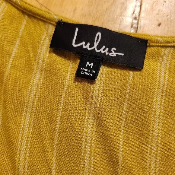 Lulu's Women's Size Medium Climb Aboard Mustard Yellow Striped Romper Belted - Picture 5 of 6